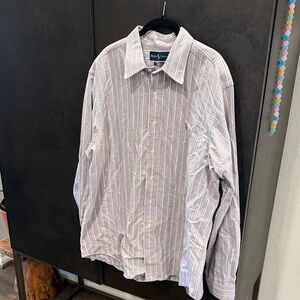 Ralph Lauren Blue Label Men's Striped Shirt - Purple and White